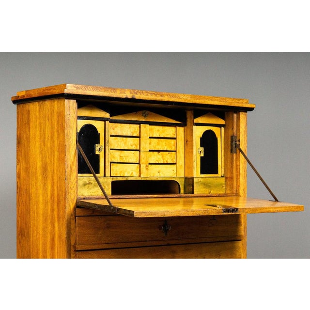 Brown Biedermeier Secretary Desk in Solid Wood For Sale - Image 8 of 18