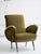 Mid-Century armchair similar in style to Marco Zanuso's "Lady Chair." Newly reupholstered in a moss green wool-blend...