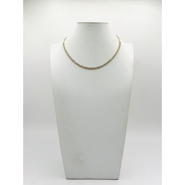 White Round Diamond Half Tennis and Paperclip Necklace in 14k Yellow Gold For Sale In Los Angeles - Image 6 of 8