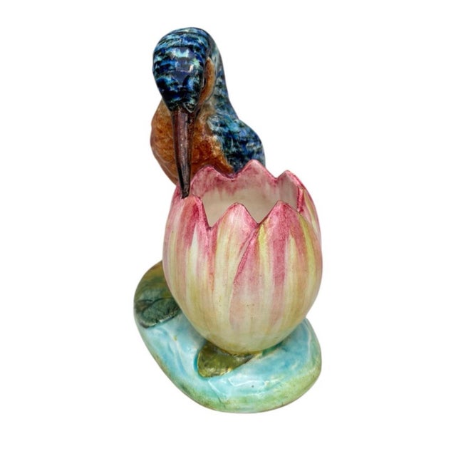 French Country French Majolica Kingfisher Vase Delphin Massier , Circa 1890 For Sale - Image 3 of 6