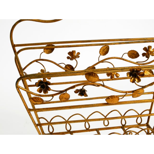 Mid-Century Modern Newspaper and Magazine Rack with Gilded Metal Frame, 1950s For Sale - Image 10 of 18