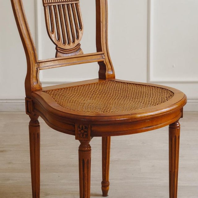 Louis XVI Chairs in Cherry Wood with Cane Webbing and Balloon Backrests, Set of 4 For Sale - Image 11 of 15