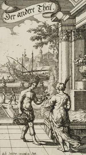 J. Meyer, the Noble Savage With a Lady, 17th-century, Etching