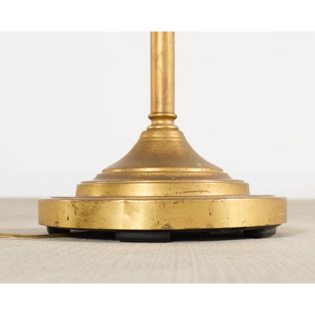 Midcentury Patinated Brass Adjustable Pharmacy Floor Lamp For Sale - Image 17 of 18