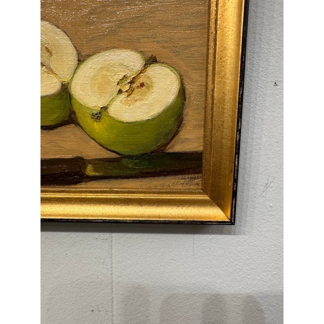 This stunning still life oil painting of crisp, green apples is a great way to add a bit of brightness to the walls of...