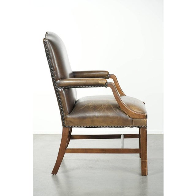 English Wood and Cowhide Leather Gainsborough Chair For Sale - Image 3 of 13