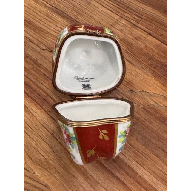 Late 20th Century Limoges Red Bell Pepper With Floral Panels Trinket Box by La Gloriette For Sale - Image 5 of 12