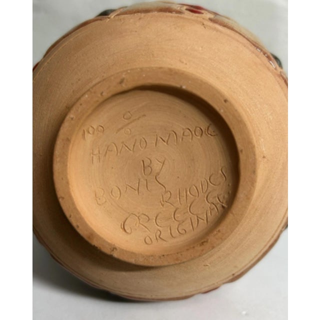 Vintage Bonis Rhodes Greece Signed Handcrafted Pottery Vase For Sale In Greensboro - Image 6 of 6