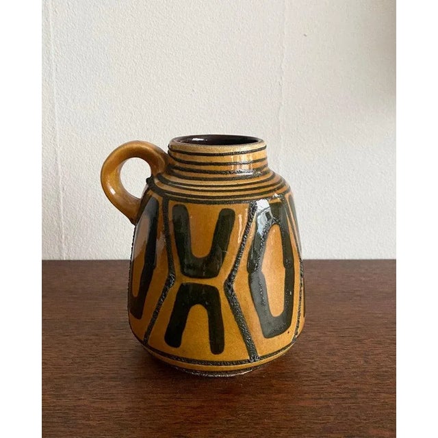 Lovely small West Germany ceramic jug / vase, 1535-13 with rare black and Honey colored decoration and some fat lava...