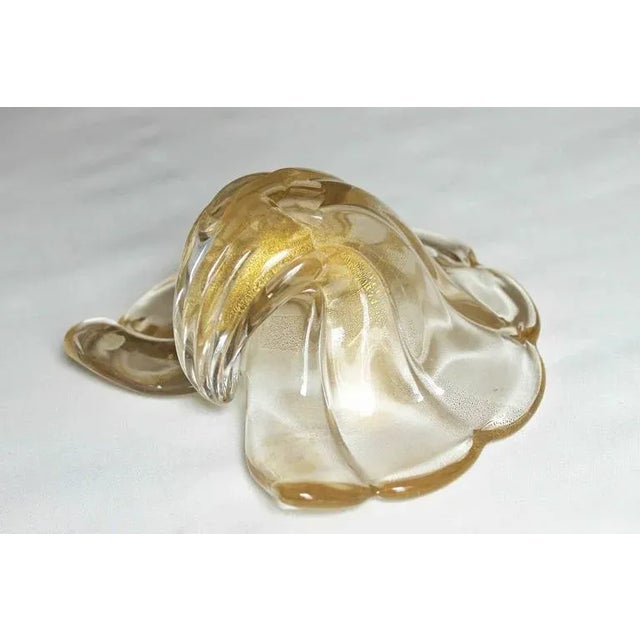 1970's Large Barovier Murano Gold Shell Centerpiece Bowl For Sale In Palm Springs - Image 6 of 11