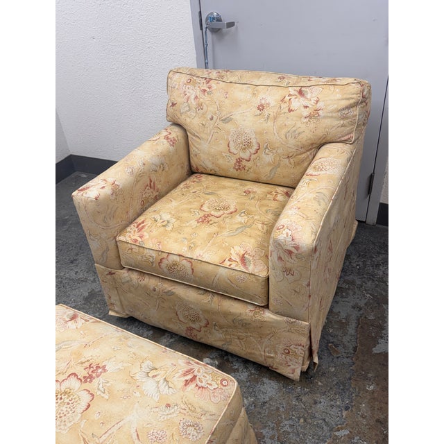 Textile McCreary Modern for Macy’s Modern Concepts Floral Swivel Chair + Ottoman For Sale - Image 7 of 12