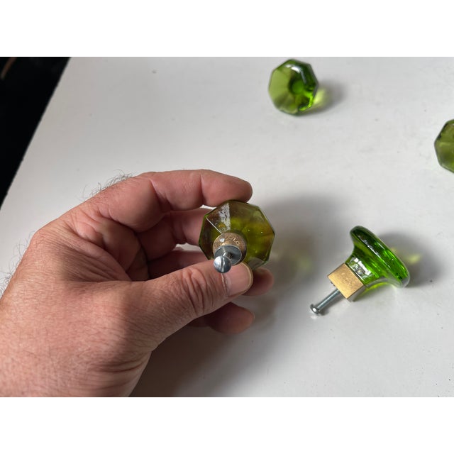 Vintage Swedish Green Glass Knobs, 1960s, Set of 6 For Sale - Image 10 of 11