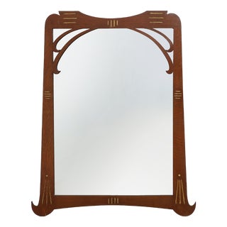Art Nouveau Mirror in Oak with Gilded Inlay, France, 1915 For Sale
