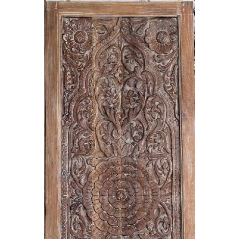 This extraordinary solid wood double door showcases intricate hand-carved lotus motifs, symbolizing beauty, balance, and...
