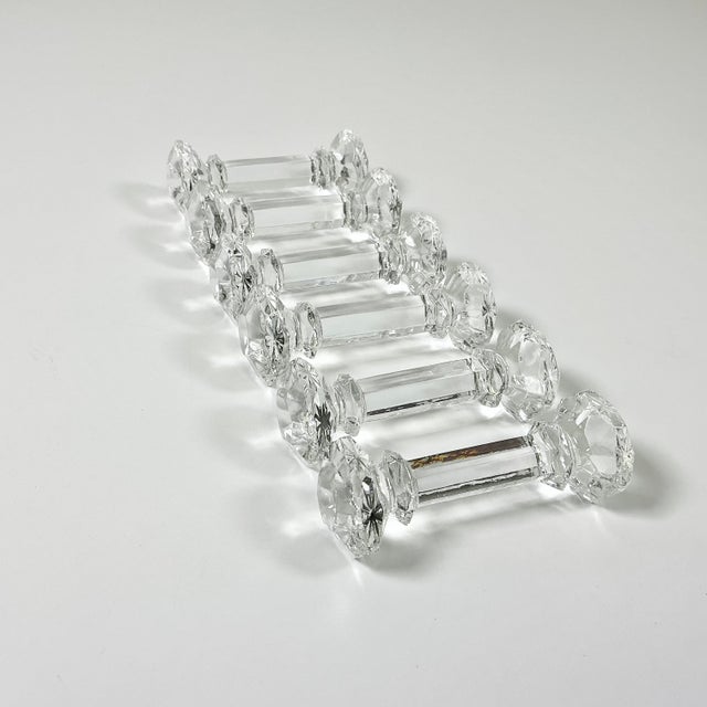 1980s Vintage Hollywood Regency Chippendale English Crystal Knife Rests After Ralph Lauren - Set of 6 For Sale - Image 6 of 9