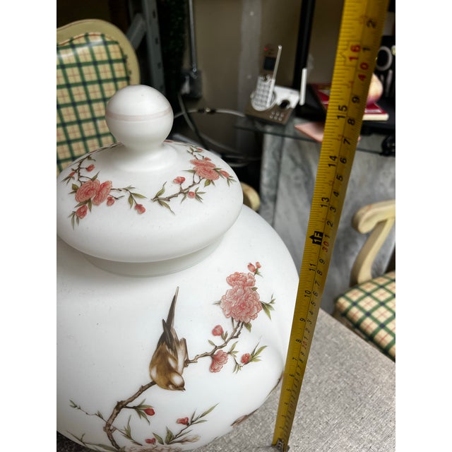 1970s Italian Opaque White Birds and Floral Vase With Lid For Sale In Atlanta - Image 6 of 8