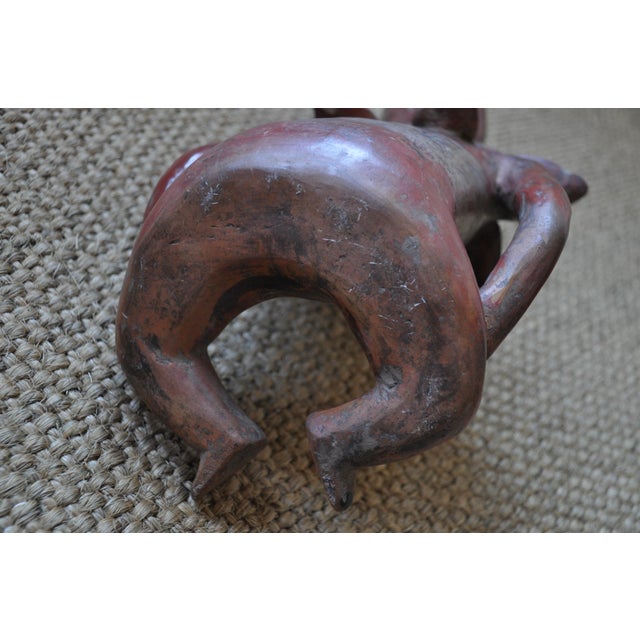 Brick Red Large Vintage Pre Columbian Colima Style Seated Terracotta Figure For Sale - Image 8 of 9