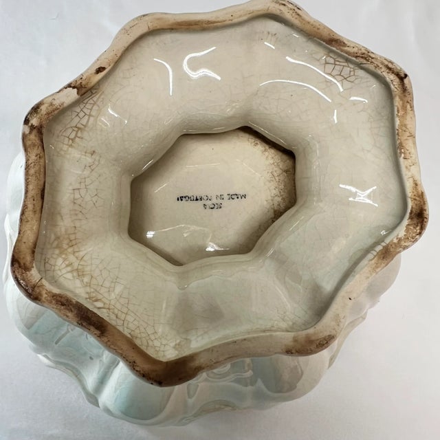 Mid Century White Ironstone Monteith Style Center Bowl by Secla Portugal For Sale - Image 6 of 8