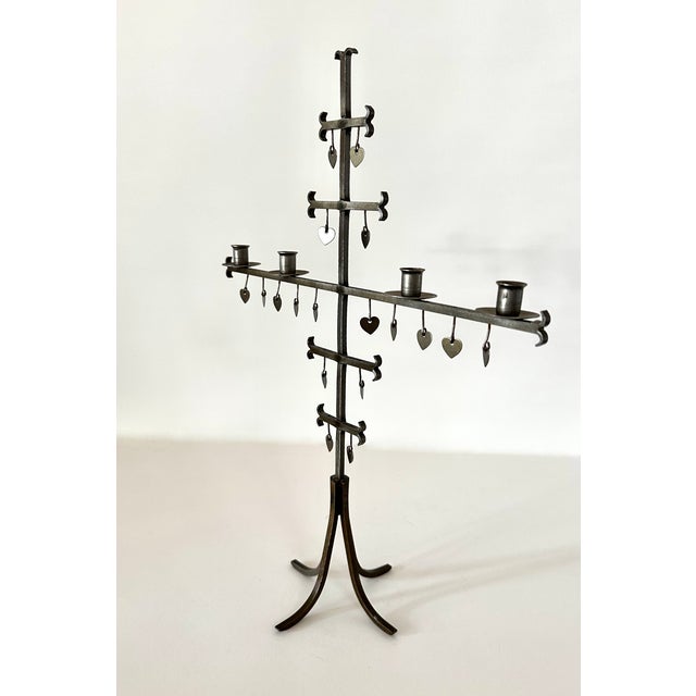 1960s Swedish Dangling Hearts Steel 4 Candle Candelabra by Gunnar Ander For Sale In Cincinnati - Image 6 of 16