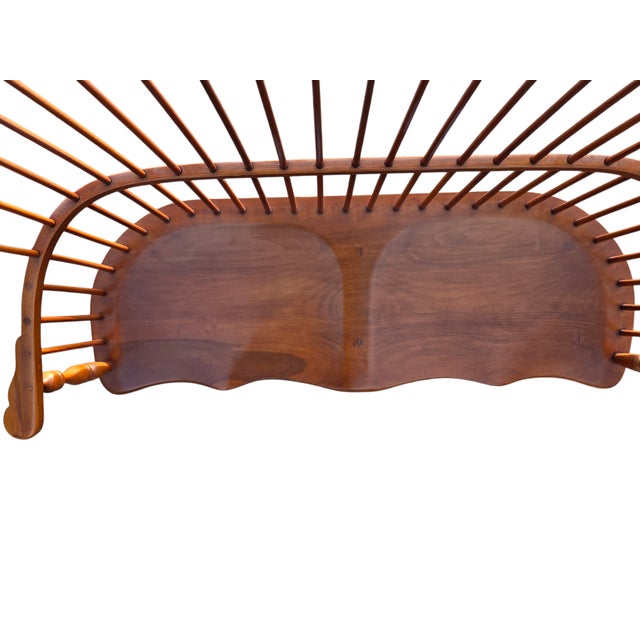 Vintage Frederick Duckloe Windsor Bench Comb Back Saddle Seat Settee Love Seat For Sale - Image 9 of 17