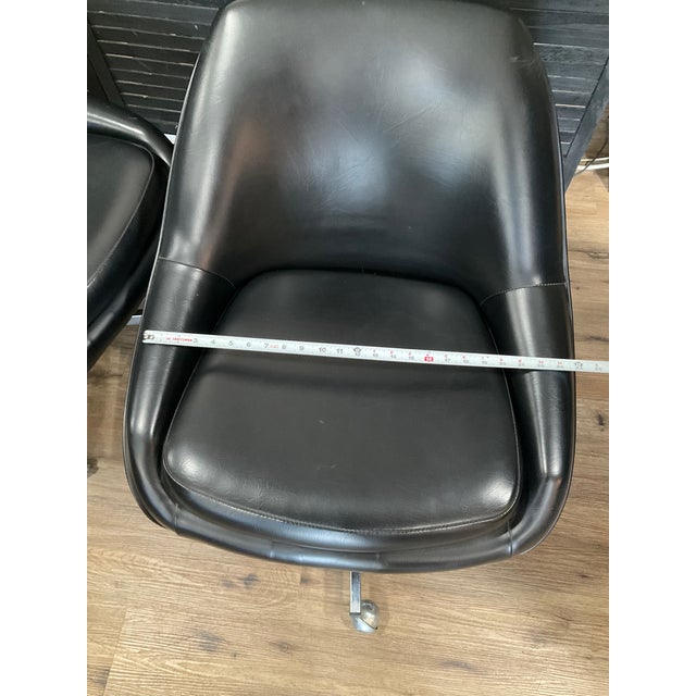 1960s Black Swivel Chairs Rolling Atomic Mid-Century Modern Virco Mfg Corporation Usa Made California Dining Casual - Set of 2 For Sale - Image 6 of 12
