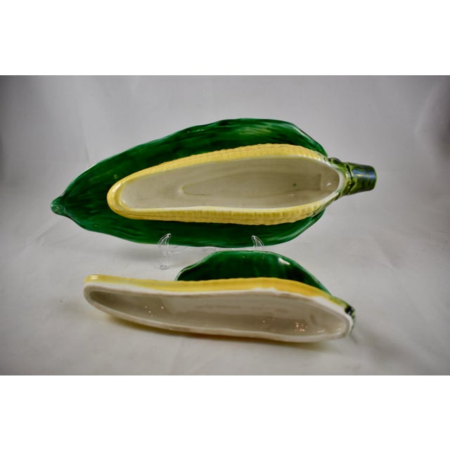 Green Sarreguemines French Corn on the Cob Covered Sauce Tureen For Sale - Image 8 of 13