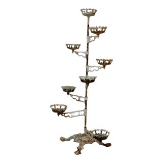 Late 19th Century Victorian Cast Iron Revolving Arm Plant Stand — Ornate & Versatile Display Piece For Sale