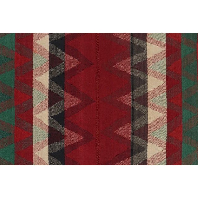 Tribal 1950s Vintage Persian Kilim in Red With Plaid Multicolor Stripes by Rug & Kilim For Sale - Image 3 of 7