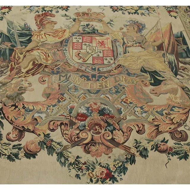 Handwoven wool tapestry recreated from the original “Armes De Guillaume et Marie” designed by Daniel Marot, circa...