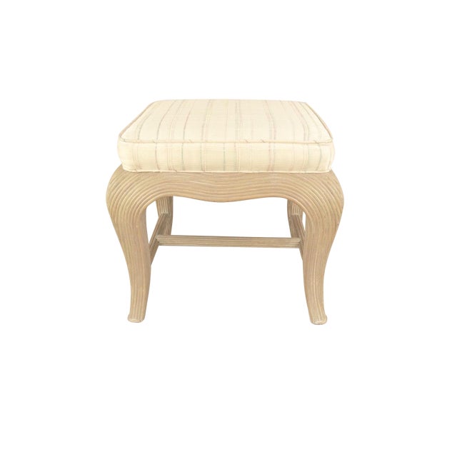 Vintage French Regency Sculpted Wicker Footstool For Sale