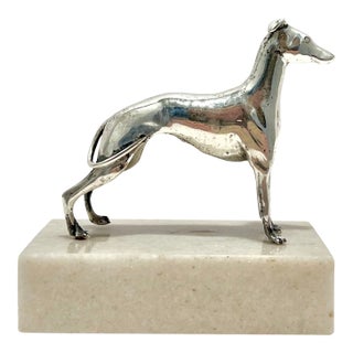 Samuel Kirk & Son Sterling Silver Greyhound / Whippet Miniature Sculpture on Marble Base – Solid 925 – Baltimore For Sale