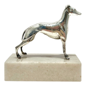 Samuel Kirk & Son Sterling Silver Greyhound / Whippet Miniature Sculpture on Marble Base – Solid 925 – Baltimore