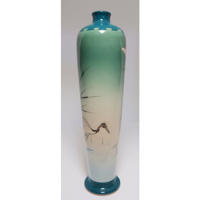 Lovely Japanese Vase With Hand-Painted Cranes, For Sale - Image 4 of 5