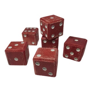 Giant Vintage Handcrafted/Painted Wooden Dice Set of 6 For Sale