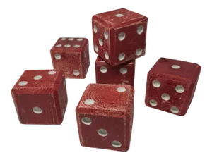 Giant Vintage Handcrafted/Painted Wooden Dice Set of 6