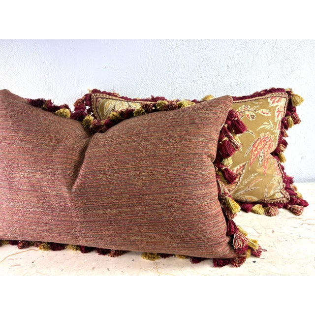 Textile Handsome Lee Joffa Tasseled Cotton Print Lumbar Pillows/Pair For Sale - Image 7 of 10
