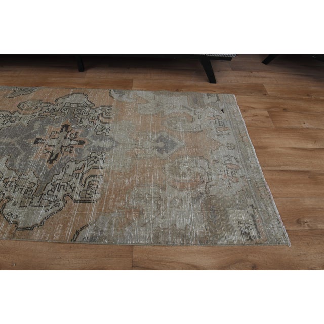 1970s Vintage Turkish Handmade Wool Cotton Orange Runner Rug For Sale - Image 9 of 11