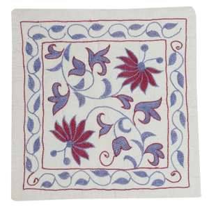 19"x19" Embroidered 100% Cotton Cushion. New Pillow Cover. Handmade Toss Pillow