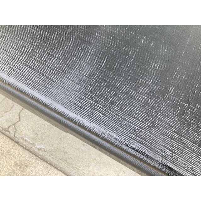 Wood Van Horn Linen Wrapped Asian Style Coffee Table in Satin Black Lacquered Finish For Sale - Image 7 of 12