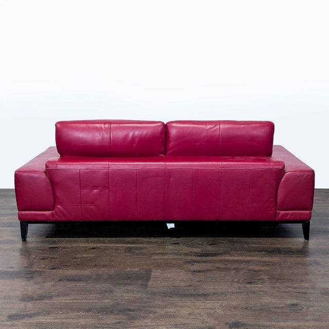 Animal Skin Modern Red Leather 3-Seat Sofa With Cushioned Armrests For Sale - Image 7 of 12