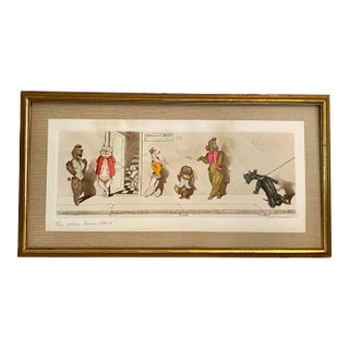 Framed French "Dirty Dogs of Paris" Hand Colored Etching by Boris O'Klein For Sale