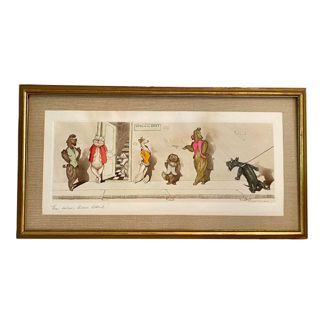 Framed French "Dirty Dogs of Paris" Hand Colored Etching by Boris O'Klein For Sale