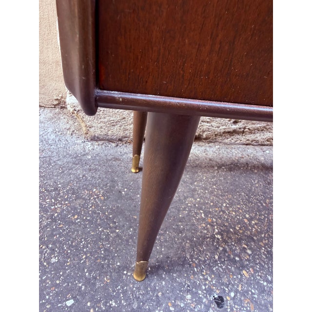 1950s Mid-Century Italian Mahogany Nightstands with Painted Glass, 1960s, Set of 2 For Sale - Image 5 of 10