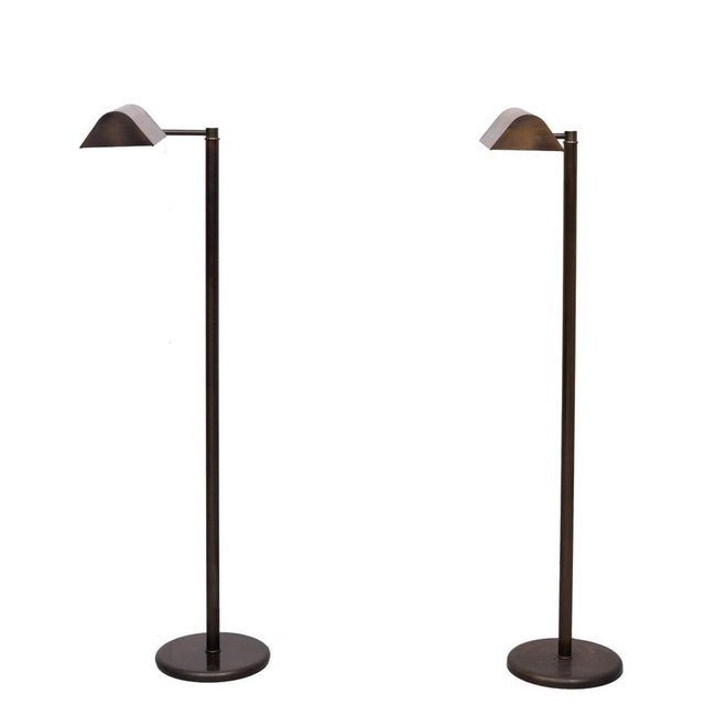Mid-Century Modern Bronze Swing-Arm Library Floor Lamps, 1970s, Set of 2 For Sale - Image 3 of 13