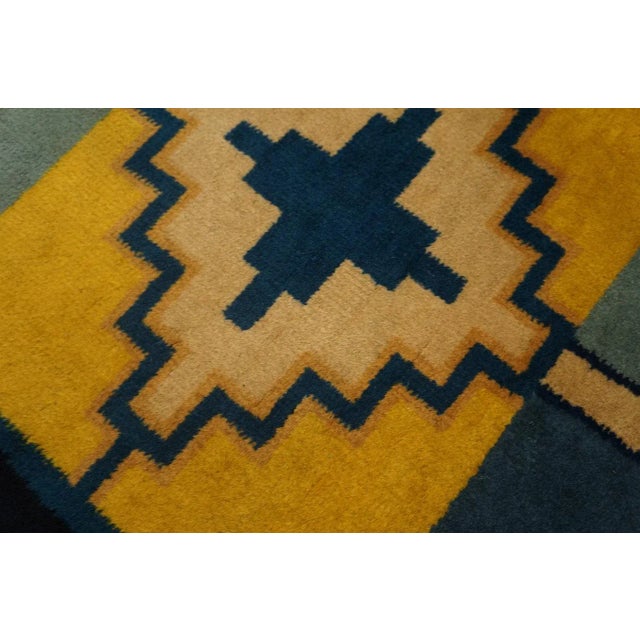 1920s Yellow Ecru Medallion Antique Chinese Art Deco Rug 2' X 3'8'' Knotted Wool Carpet For Sale - Image 9 of 9