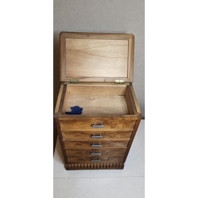 Wood Art Deco Style Walnut Chest of Drawers, 1950s For Sale - Image 7 of 11