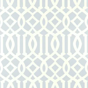 Sample - Schumacher Imperial Trellis Wallpaper in Soft Aqua Blue