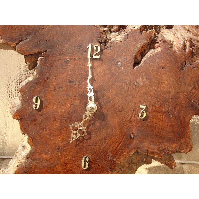 Wood Vintage Live Edge Burl Redwood Wall Clock For Sale - Image 7 of 15