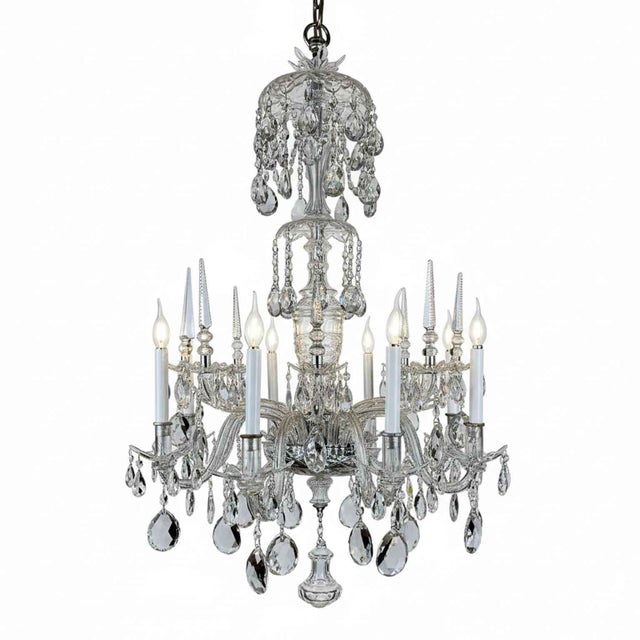 Eight-Light Bohemian Crystal Chandelier, 1950 For Sale - Image 10 of 10