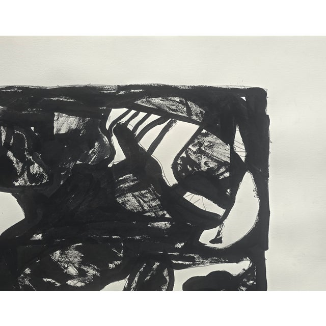 Black and White Abstraction Ink Drawing in the Style of Pablo Picasso, Unframed For Sale - Image 4 of 8